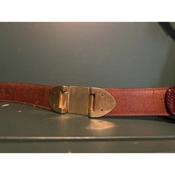 Fossil Brown Leather Women's Belt w Brass Accents and Buckle Sz S - Picture 8 of 10